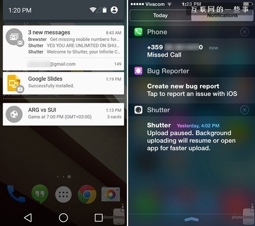Android L对比iOS 8 谁抄了谁?,互联网的一些事