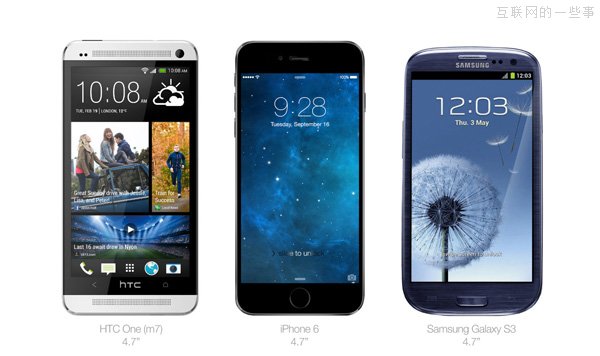 4.7吋iPhone6与主流手机们的对比,互联网的一些事