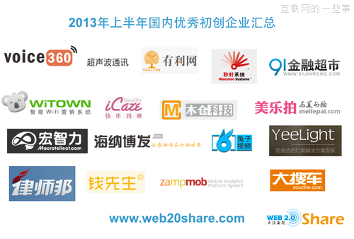 优秀项目推荐：2013年上半年国内优秀初创企业汇总,互联网的一些事