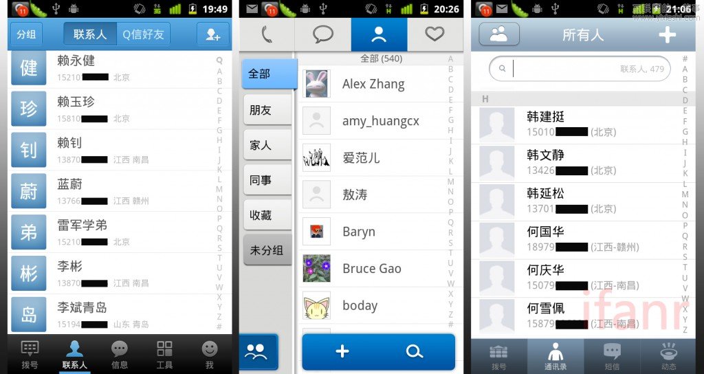 通讯录横向评测：QQ通讯录、友录通讯录、火种通讯录,互联网的一些事