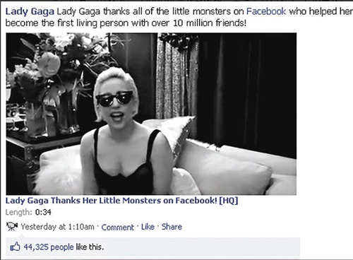 LadyGaga登人气女王 Facebook粉丝破千万,互联网的一些事